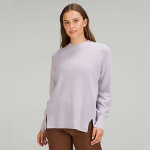 Lululemon merino wool blend sweater lilac purple ribbed crew neck size 12